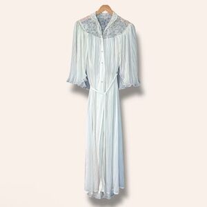 VTG Faerie Surelock Semi Sheer White Negligee Robe Old Hollywood 40s Honeymoon